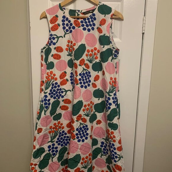 Marimekko Dresses & Skirts - Marimekko x UNIQLO Fruit Print Sleeveless Tank Dress w/ Pockets Size M Vibrant